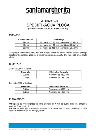 Specifikacija ploča