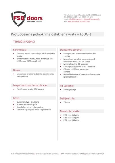 Jednokrilna ostakljena čelična vrata