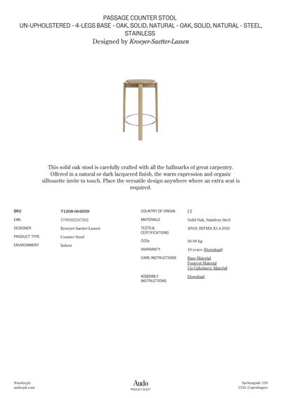 Passage barska stolica tehnički list