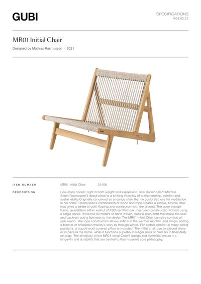 MR01 Initial vanjska fotelja tehnički list