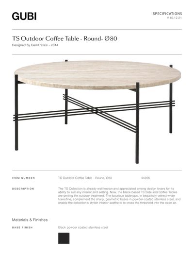 TS vanjski stolić tehnički list