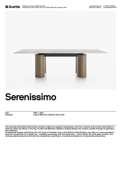 Serenissimo stol tehnički list