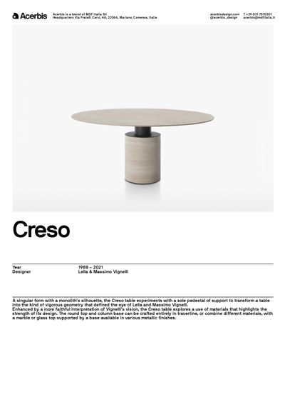 Creso stol tehnički list