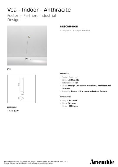 Vea In/Out podna lampa tehnički list