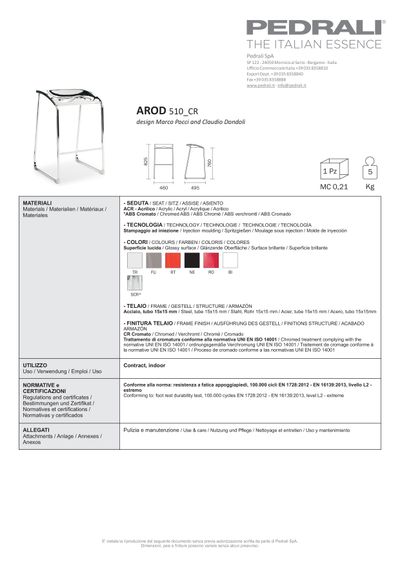 Arod 510 barska stolica tehnički list