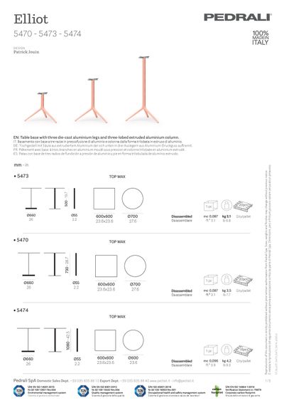 Elliot 5470 stol tehnički list