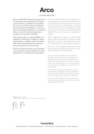 Arco a textil zidna lampa tehnički list