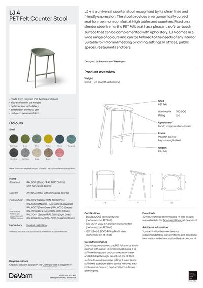 LJ 4 PET Felt barska stolica tehnički list