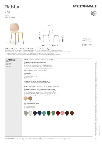 Babila 2700 stolica tehnički list