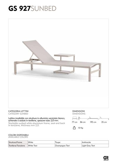 GS 927 ležaljka tehnički list