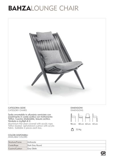 Bahza fotelja tehnički list