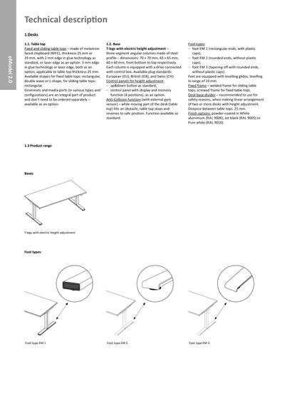 Stol eModel tehnička specifikacija