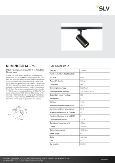 NUMINOS® M 3Ph. Dali tehnički list