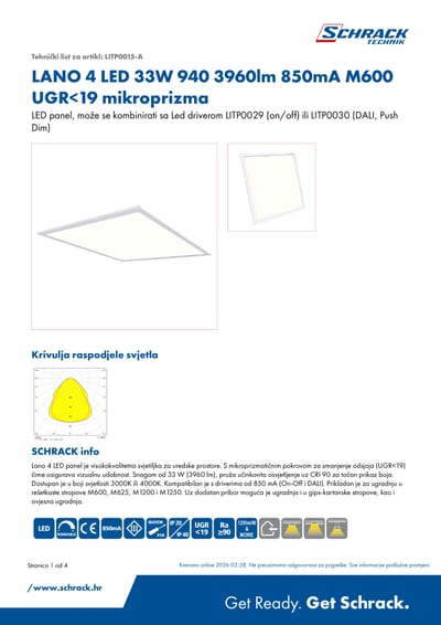 LANO 4 LED tehnički list