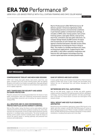 ERA 700 Performance IP - Spec Sheet Rev E