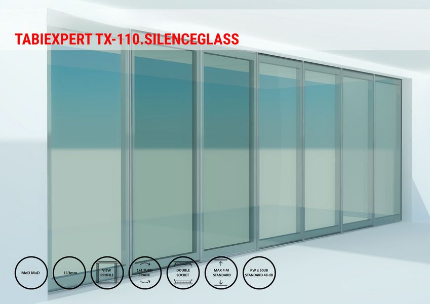 Pokretna akustična staklena pregrada TX-110.SILENCEGLASS - Pokretne akustične pregrade - 1559