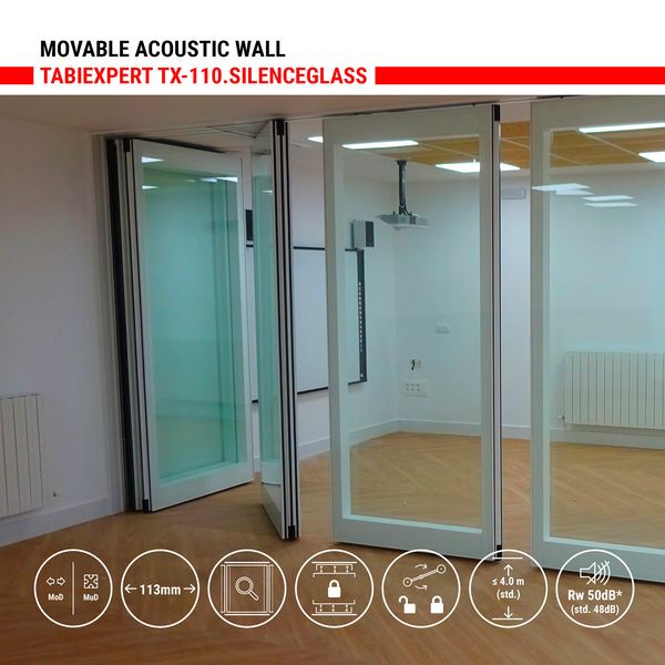 Pokretna akustična staklena pregrada TX-110.SILENCEGLASS - Pokretne akustične pregrade - 1558